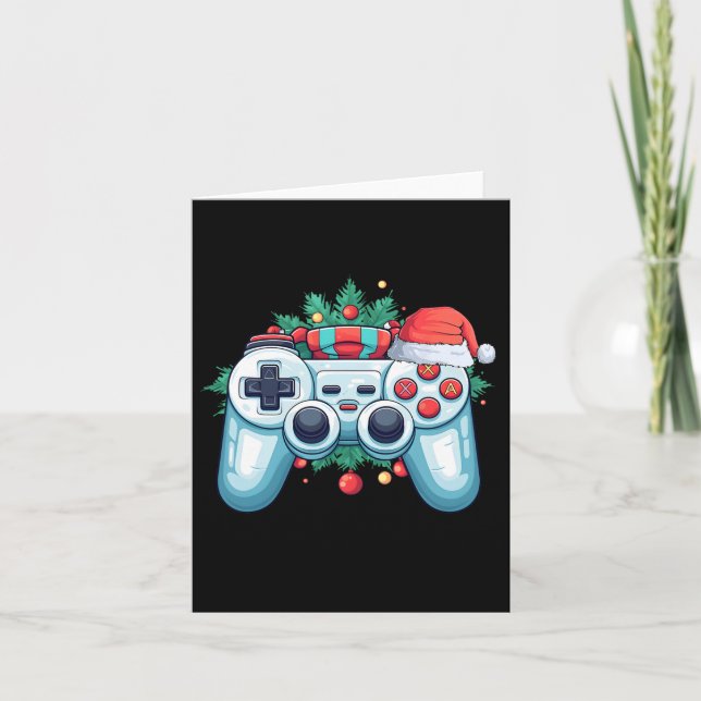 Game Controller Santa Hat Christmas Gaming X-mas G Card (Front)