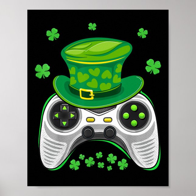 Game Controller Shamrock Gamer St Patricks Day Gam Poster (Front)