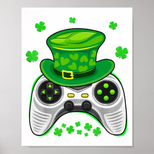 Game Controller Shamrock Gamer St Patricks Day Gam Poster