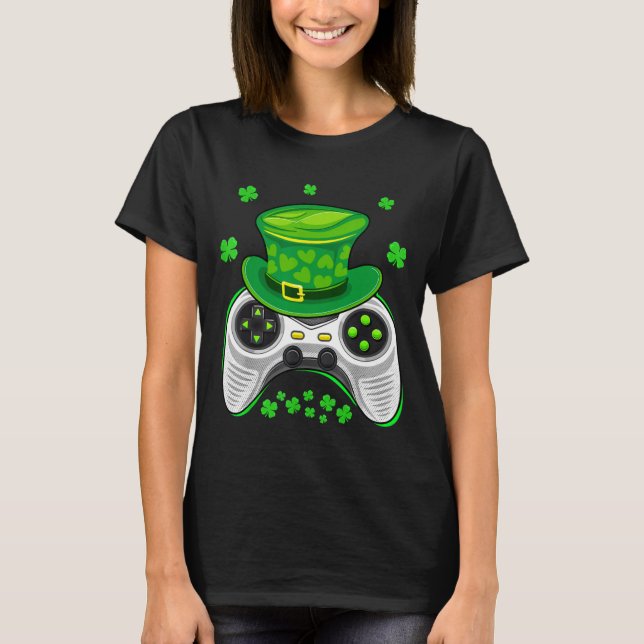 Game Controller Shamrock Gamer St Patricks Day Gam T-Shirt (Front)