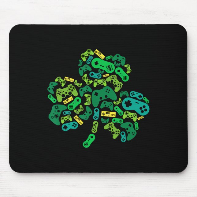 Game Controller Shamrock St Patricks Day Boys Men  Mouse Pad (Front)