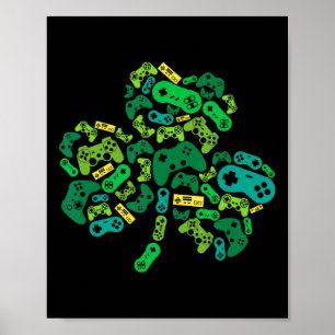 Game Controller Shamrock St Patricks Day Boys Men  Poster