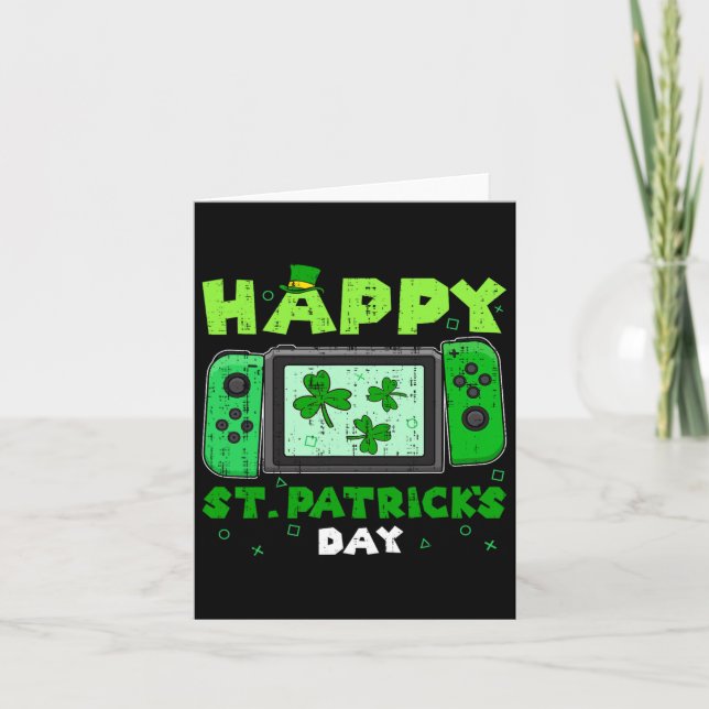 Game Controller Shamrock St Patricks Day Gamer Gam Card (Front)