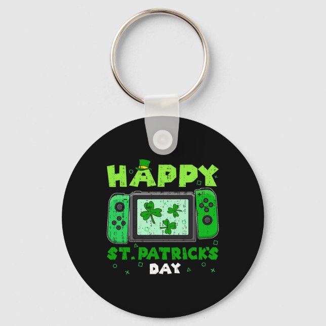 Game Controller Shamrock St Patricks Day Gamer Gam Key Ring (Front)