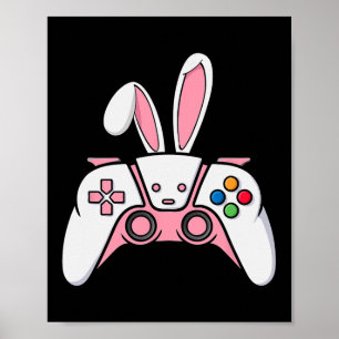 Game Controller With Bunny Ears Funny Easter Gamin Poster
