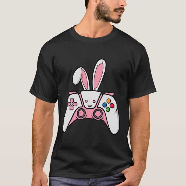 Game Controller With Bunny Ears Funny Easter Gamin T-Shirt (Front)