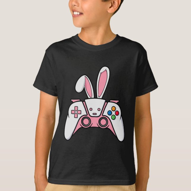 Game Controller With Bunny Ears Funny Easter Gamin T-Shirt (Front)