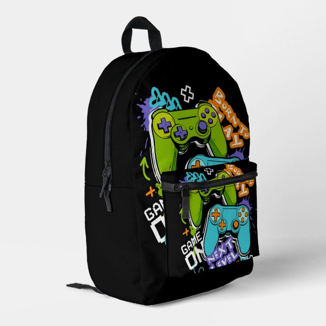 Game controllers Graffiti  Gaming Born To Play  Printed Backpack (Back Corner Left)