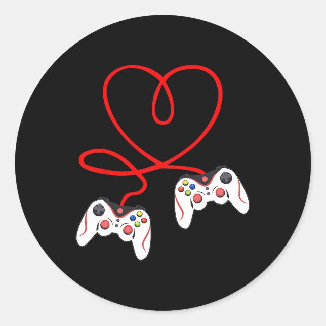 Game Controllers Video Gamers Gaming Valentine's D Classic Round Sticker (Front)