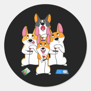 Game Corgi Video Game Graphic Gamer Meme Gaming Classic Round Sticker