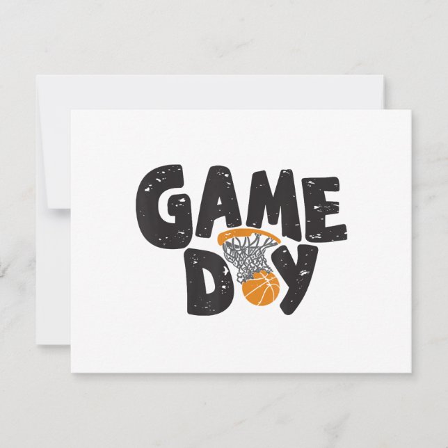 Game Day Basketball Funny Youth Men Women Sports V RSVP Card (Front)