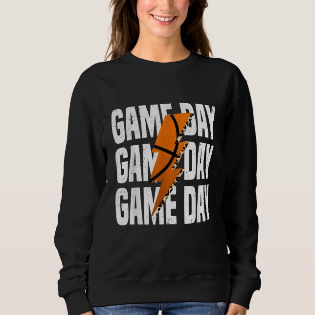 Game Day Basketball Leopard Lightning Sweatshirt (Front)