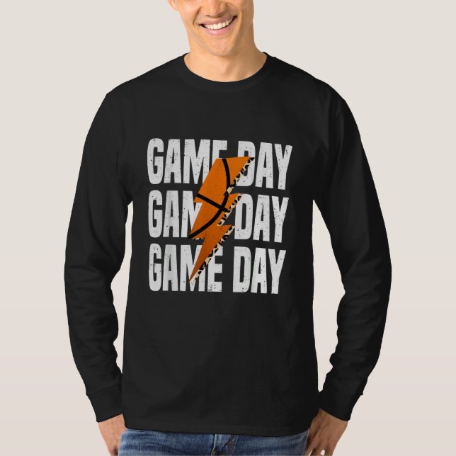 Game Day Basketball Leopard Lightning T-Shirt (Front)