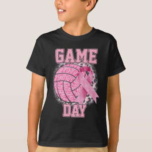 Game Day Breast Cancer Awareness Pink Volleyball T-Shirt