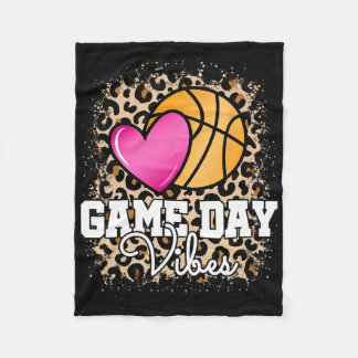 Game Day Bysketbyll Leopard Print Women Girls Bysk Fleece Blanket