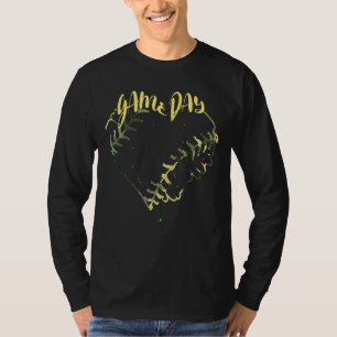 Game Day Camo Softball Heart Softball Baseball Fan T-Shirt