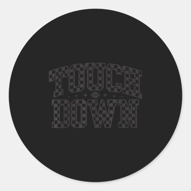 Game Day Chequered Touchdown Season Preppy America Classic Round Sticker (Front)