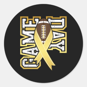 Game Day - Childhood Cancer Awareness Football Rib Classic Round Sticker