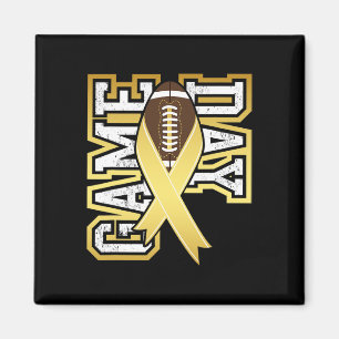 Game Day - Childhood Cancer Awareness Football Rib Magnet
