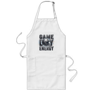 Game Day Energy Football Helmet Metallic Design Long Apron