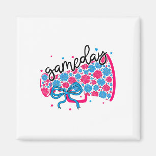 Game Day Floral Megaphone Cheer Footll Cheerleadin Magnet