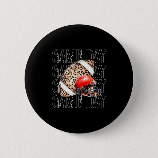 Game Day Football  6 Cm Round Badge (Front)