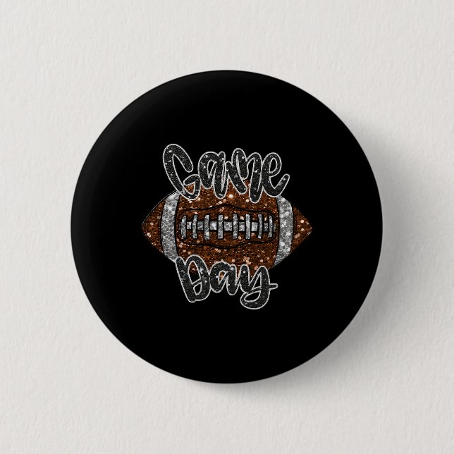 Game Day Football Bling Bling Football Lover Fall  6 Cm Round Badge (Front)