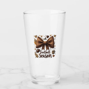 Game Day Football Bow Coquette Football Season Glass