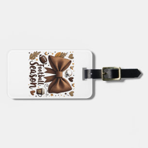 Game Day Football Bow Coquette Football Season Luggage Tag