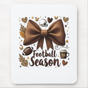 Game Day Football Bow Coquette Football Season Mouse Pad