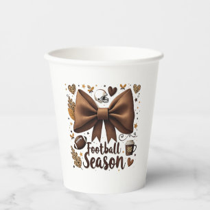 Game Day Football Bow Coquette Football Season Paper Cups