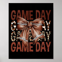 Game Day Football Bow Leopard Women Girls Kids