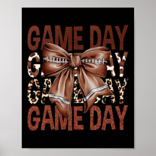 Game Day Football Bow Leopard Women Girls Kids  Poster