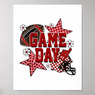 Game Day Football Chequered Team Spirit Touchdown Poster
