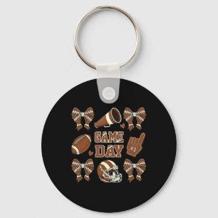Game Day Football Coquette Bow Football Mum Women Key Ring