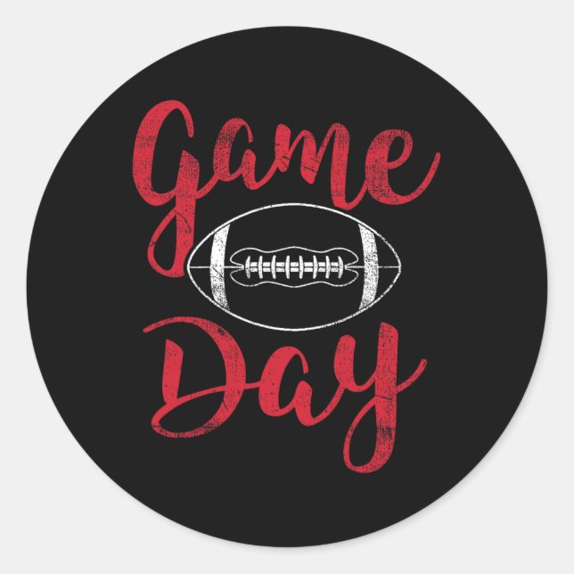 Game Day Football Cute Football Top Women  Classic Round Sticker (Front)