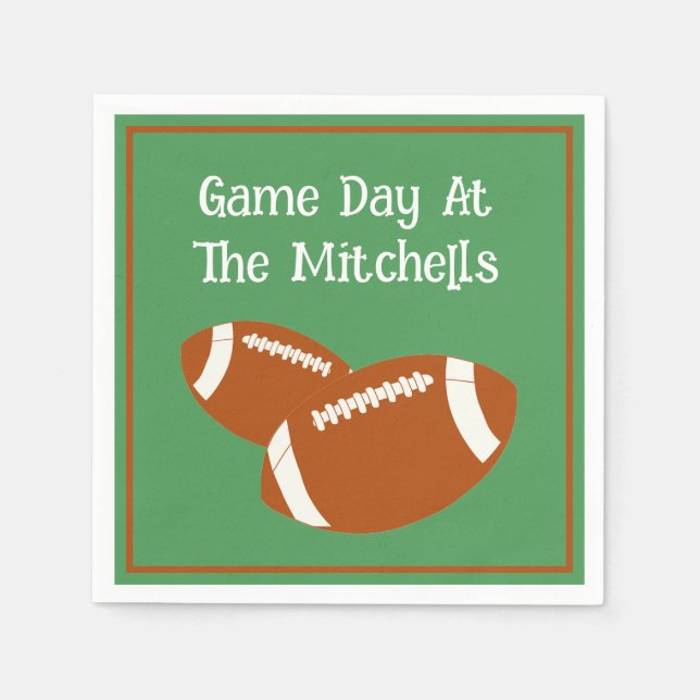 Game Day Football PERSONALIZE Paper Napkin (Front)