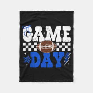Game Day Football Royal Blue Coquette Bow Team Fleece Blanket