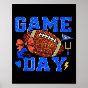 Game Day Football Season Football Mama Blue Gold B Poster