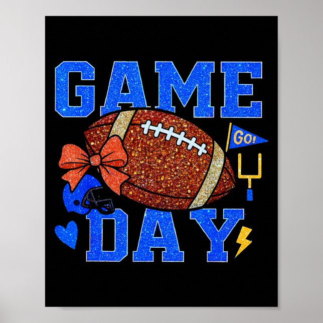 Game Day Football Season Football Mama Blue Gold B Poster (Front)
