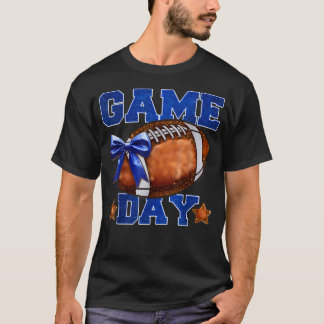 Game Day Football Season Football Mama Girl Blue T-Shirt