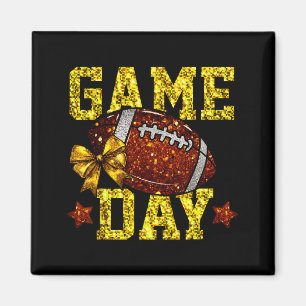 Game Day Football Season Football Mama Gold Bow Ch Magnet