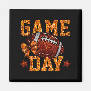 Game Day Football Season Football Mama Orange Bow  Magnet