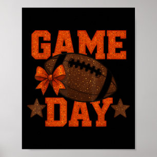 Game Day Football Season Football Orange Color Vib Poster
