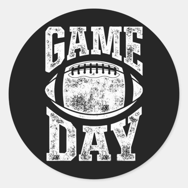 Game Day Football Season Funny Men Women Team Spor Classic Round Sticker (Front)
