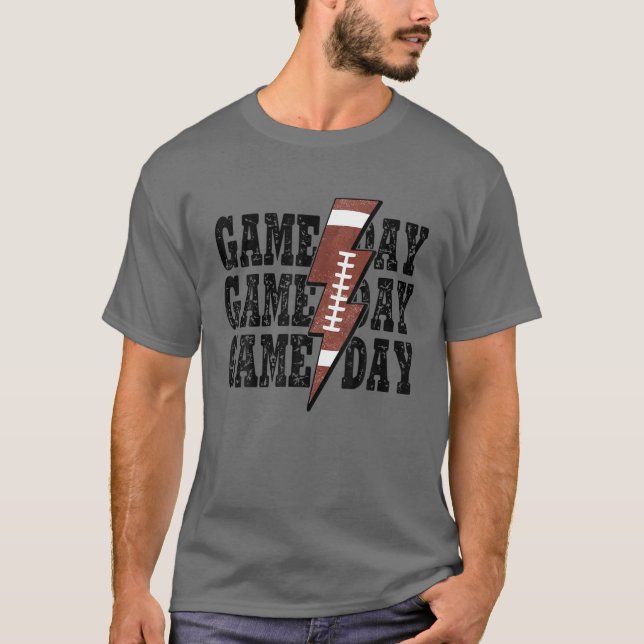 Game Day Football Season Lightning Bolt Funny Foot T-Shirt (Front)