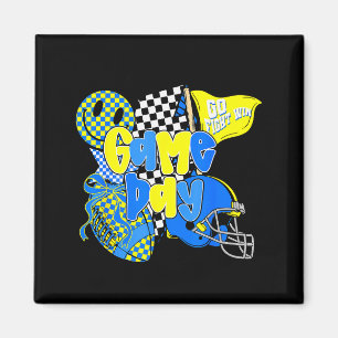 Game Day Football Team Srit Checkered Blue &amp; G Magnet