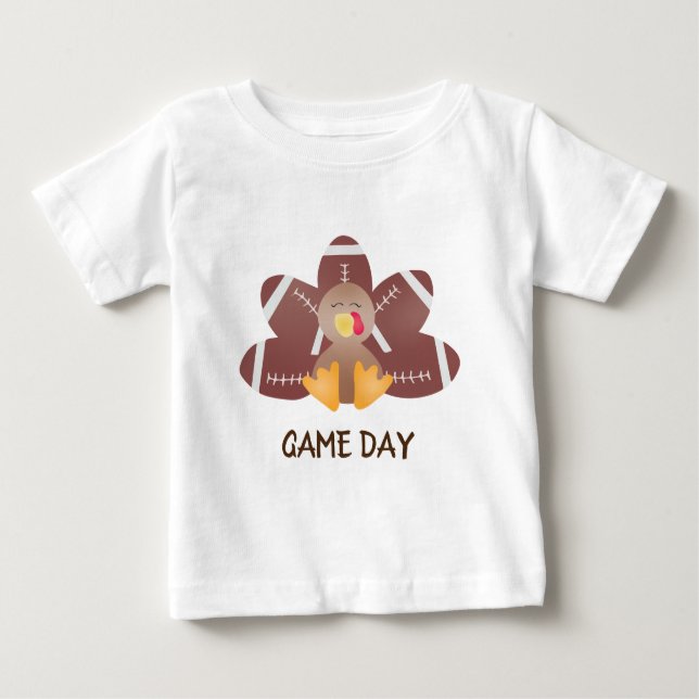 Game Day Football Turkey Feathers Baby T-Shirt (Front)