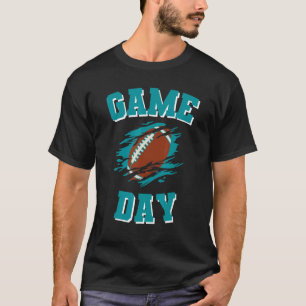 Game Day Kick Off Football Aqua and Orange Team Fa T-Shirt