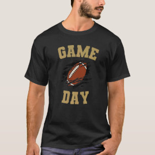 Game Day Kick Off Football Red Black Yellow Team F T-Shirt